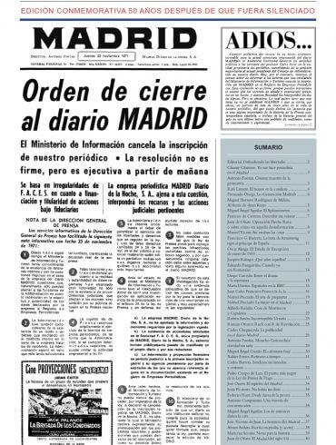 Edición conmemorativa 50 aniversario cierre diario Madrid